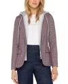 Liverpool Los Angeles Tweed Blazer With Removable Hoodie Insert In Pink