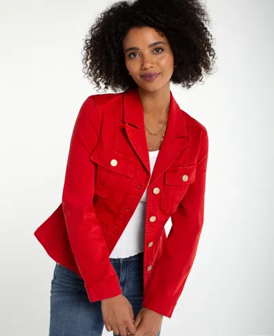 Liverpool Los Angeles Women's Notch Collar Peplum Tab Detail Jacket In Red