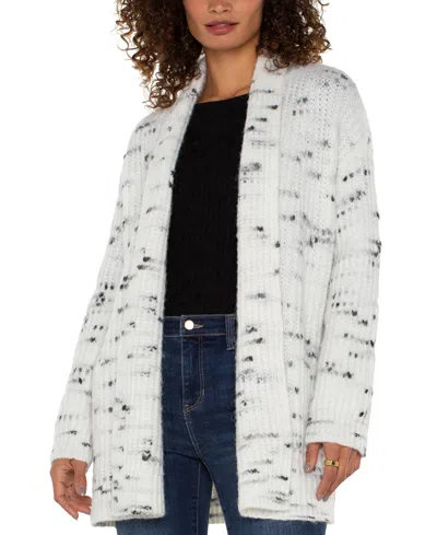 Liverpool Los Angeles Women's Open-front Marled Cardigan In Porcelain With Black