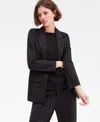 Liverpool Los Angeles Women's Plaid Jacquard Knit Boyfriend Blazer In Black