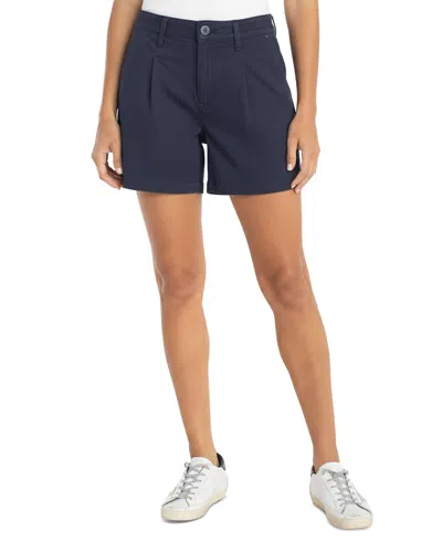 Liverpool Los Angeles Women's Pleated Trouser Shorts In Blue