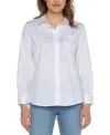 Liverpool Los Angeles Womens Pocket Cotton Button-down Top In White