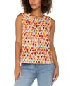 Liverpool Los Angeles Abstract Print Sleeveless Fray Hem Shell