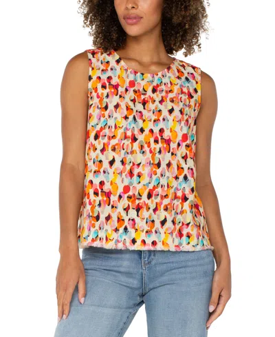 LIVERPOOL LOS ANGELES WOMEN'S PRINTED BUTTON-BACK SLEEVELESS TOP