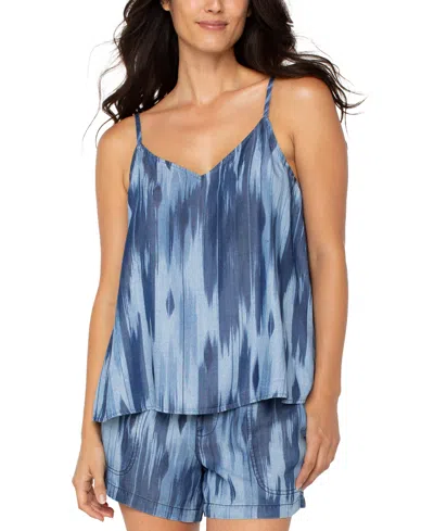 Liverpool Los Angeles Women's Printed Chambray Spaghetti-strap Tank
