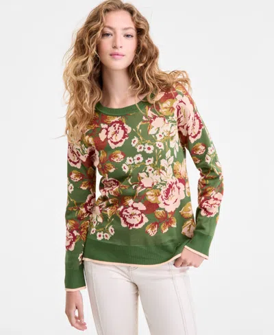 Liverpool Los Angeles Women's Printed Crewneck Long-sleeve Sweater In Green