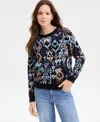 Liverpool Los Angeles Ikat Jacquard Crewneck Sweater In Multi