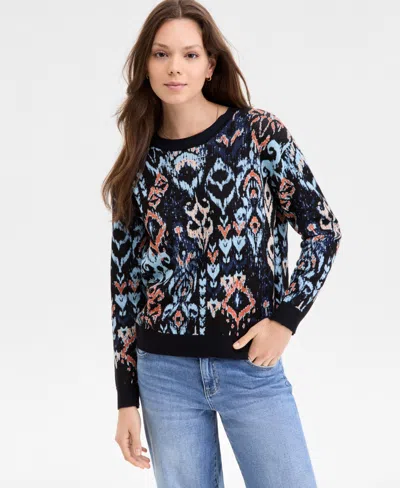 LIVERPOOL LOS ANGELES WOMEN'S PRINTED LONG-SLEEVE CREWNECK SWEATER