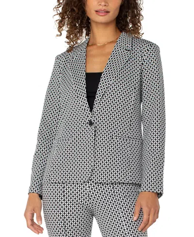 Liverpool Los Angeles Women's Printed One-button Blazer In Black,white Batik