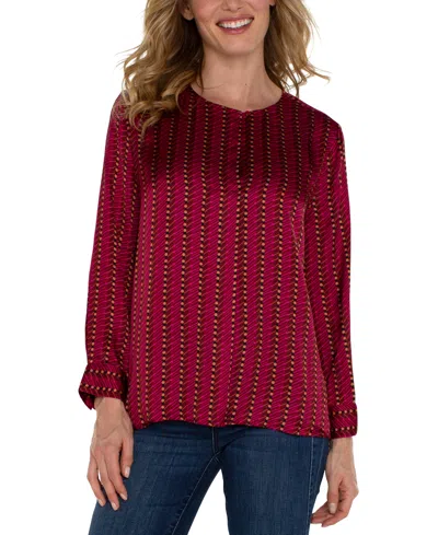 Liverpool Los Angeles Women's Printed Popover Blouse In Ruby Dotted