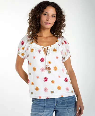 Liverpool Los Angeles Printed Tie Neck Top In Multi