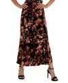 Liverpool Los Angeles Velvet Pull On Maxi Skirt In Fire Opal Burnout