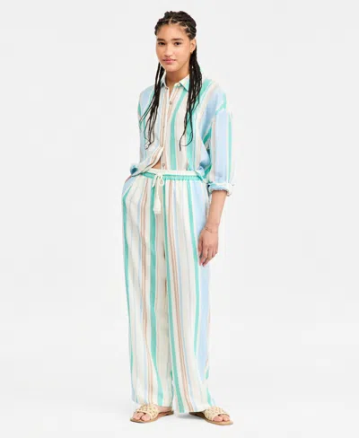 Liverpool Los Angeles Drawstring Wide Leg Pants In Blue