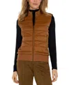 Liverpool Los Angeles Quilted Mixed Media Vest In Tumeric