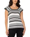 Liverpool Los Angeles Stripe Ruffle Sleeve Sweater In Multi
