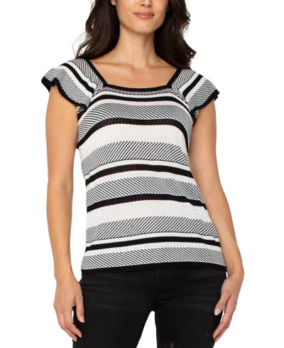 LIVERPOOL LOS ANGELES WOMEN'S RUFFLED-SLEEVE SWEATER
