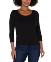 Liverpool Los Angeles Scoop Neck Cotton T-shirt In Black