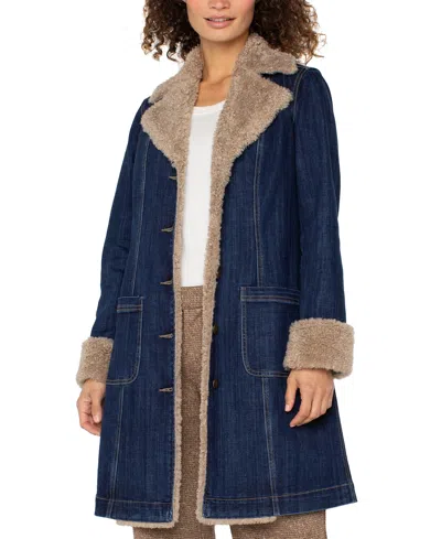 LIVERPOOL LOS ANGELES WOMEN'S SHERPA TRIM NOTCH COLLAR JACKET