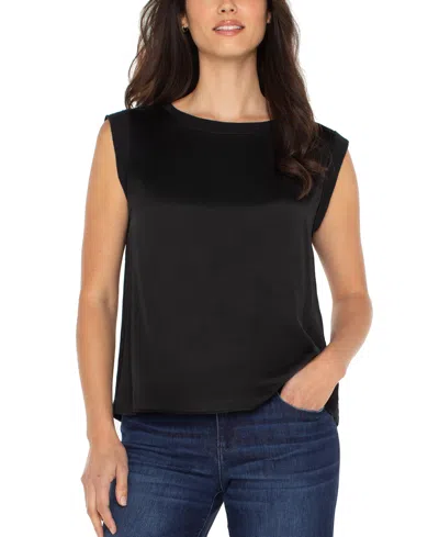 Liverpool Los Angeles Sleeveless Satin Top In Black