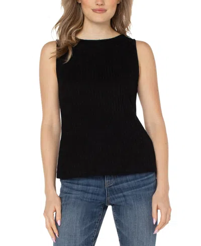 Liverpool Los Angeles Rib Boat Neck Tank In Black