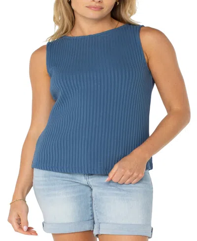 Liverpool Los Angeles Women's Sleeveless Boat Neck Rib Knit Top In French Blue