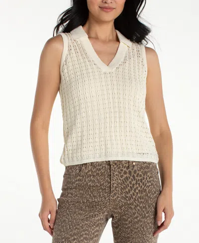 Liverpool Los Angeles Johnny Collar Open Stitch Sweater Vest In Gray