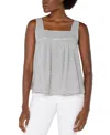 Liverpool Los Angeles Square Neck Sleeveless Jacquard Top In Black,white Geo
