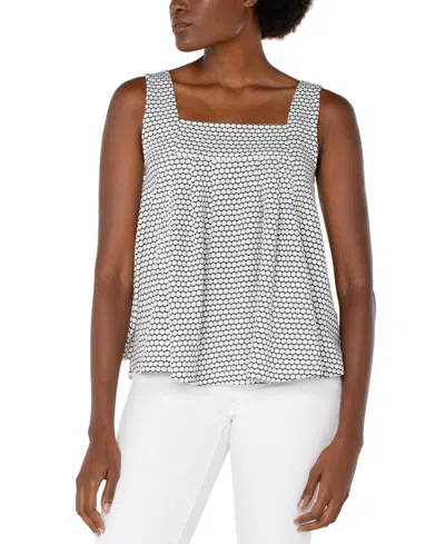Liverpool Los Angeles Square Neck Sleeveless Jacquard Top In Gray