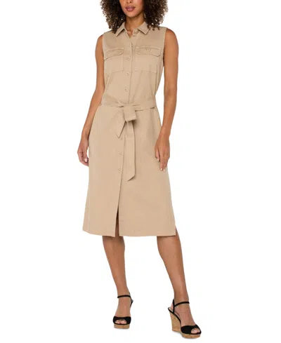 Liverpool Los Angeles Sleeveless Shirtdress In Neutral