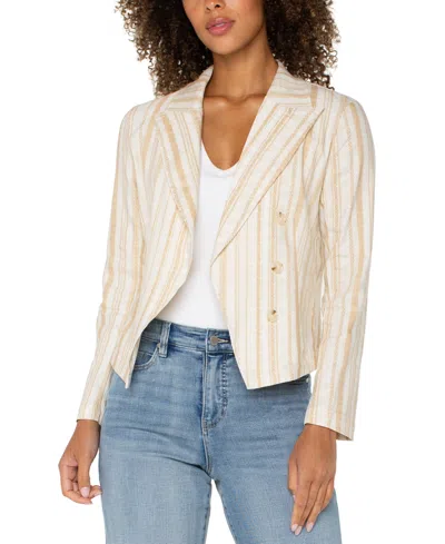 Liverpool Los Angeles Women's Striped Open Front Blazer In White