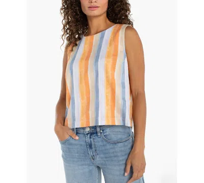 Liverpool Los Angeles Women's Striped Sleeveless Crew Neck Top In Pattern