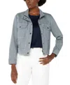 Liverpool Los Angeles Stripe Peplum Trucker Jacket In Navy White Stripe