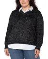 Liverpool Los Angeles Women's Textured Sweater In Black
