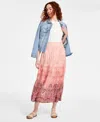 Liverpool Los Angeles Tiered Woven Maxi Skirt In Mauve Ombre Paisley