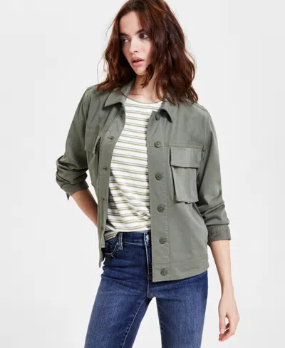 Liverpool Los Angeles Women's Twill Cargo Jacket In Martini Olive