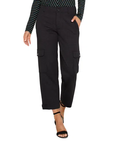 Liverpool Los Angeles Women's Utility Cropped Cargo Pants In Black Crosshatch