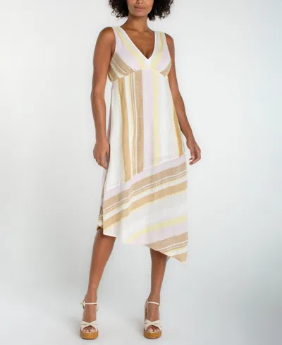 Liverpool Los Angeles Asymmetric Hem Sleeveless Midi Dress In Multi