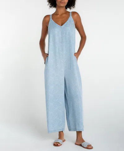 Liverpool Los Angeles Women's Wide-leg Cropped Jumpsuit In Blue