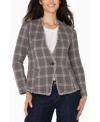 Liverpool Los Angeles Womens Collarless Fray Trim Fitted Blazer Pxs Xl In Multi