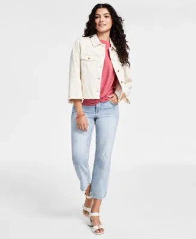 Liverpool Los Angeles Womens Embroidered Floral Jacket Knit Top Jeans In South Beach