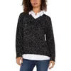 Liverpool Los Angeles Womens Layered Look Collared Sweater Kelsey Wide Leg Pants In Multi