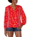 Liverpool Los Angeles Womens Long Sleeve Button Front Woven Blouse P Xs 3x In Red