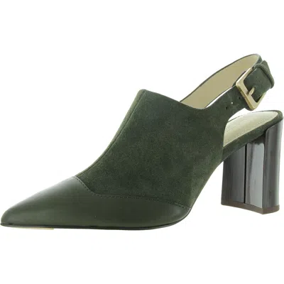 Liverpool Los Angeles Womens Mixed Media Leather Slingback Heels In Green