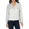 Liverpool Los Angeles Womens Notch Collar Frayed Hem Denim Jacket