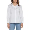 Liverpool Los Angeles Womens Pocket Cotton Button-down Top In White