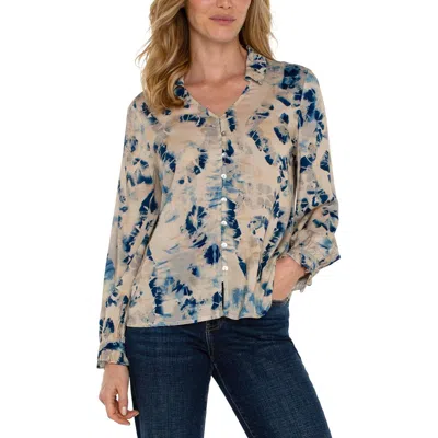 Liverpool Los Angeles Womens Printed Viscose Button-down Top In Multi