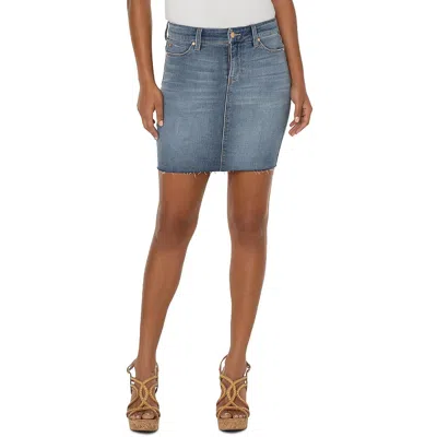 Liverpool Los Angeles Womens Raw Hem Short Mini Skirt In Blue