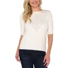 Liverpool Los Angeles Womens Ribbed Ribbed Knit Crewneck Sweater In White