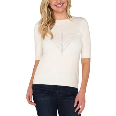 Liverpool Los Angeles Womens Ribbed Ribbed Knit Crewneck Sweater In Vintage White