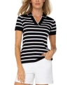 Liverpool Los Angeles Womens Short Sleeve Striped Sweater Xs 3x In Black